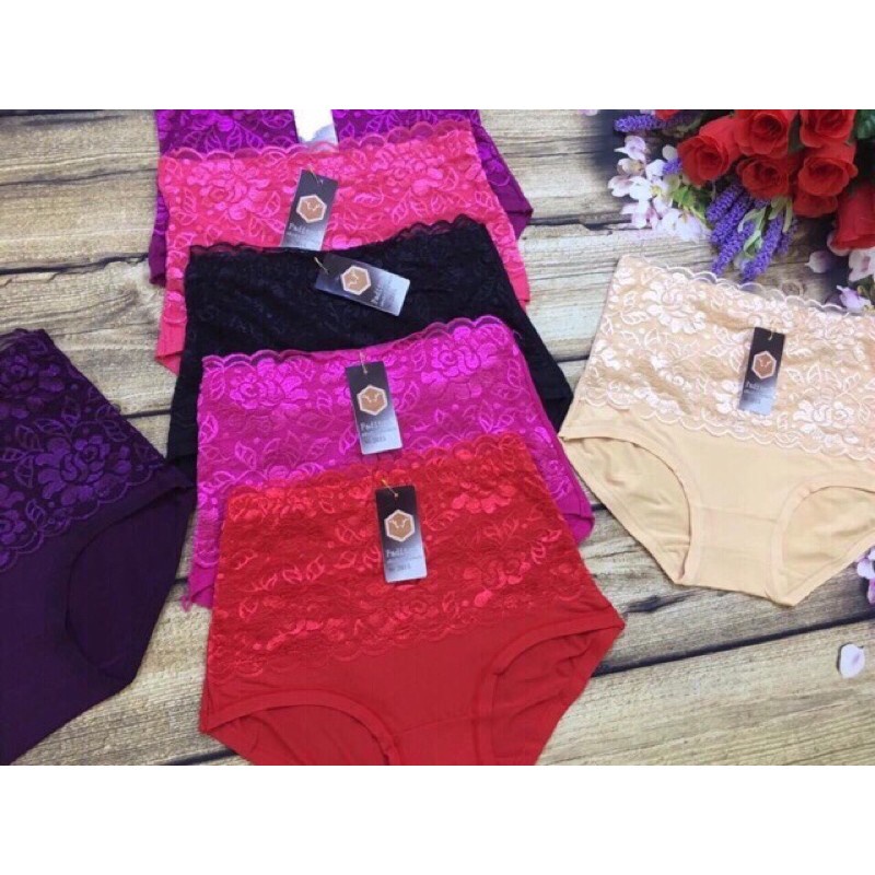 [ chọn màu ] Quần lót nữ cotton phối ren cạp cao gen bụng, quần lót định hình 2015
