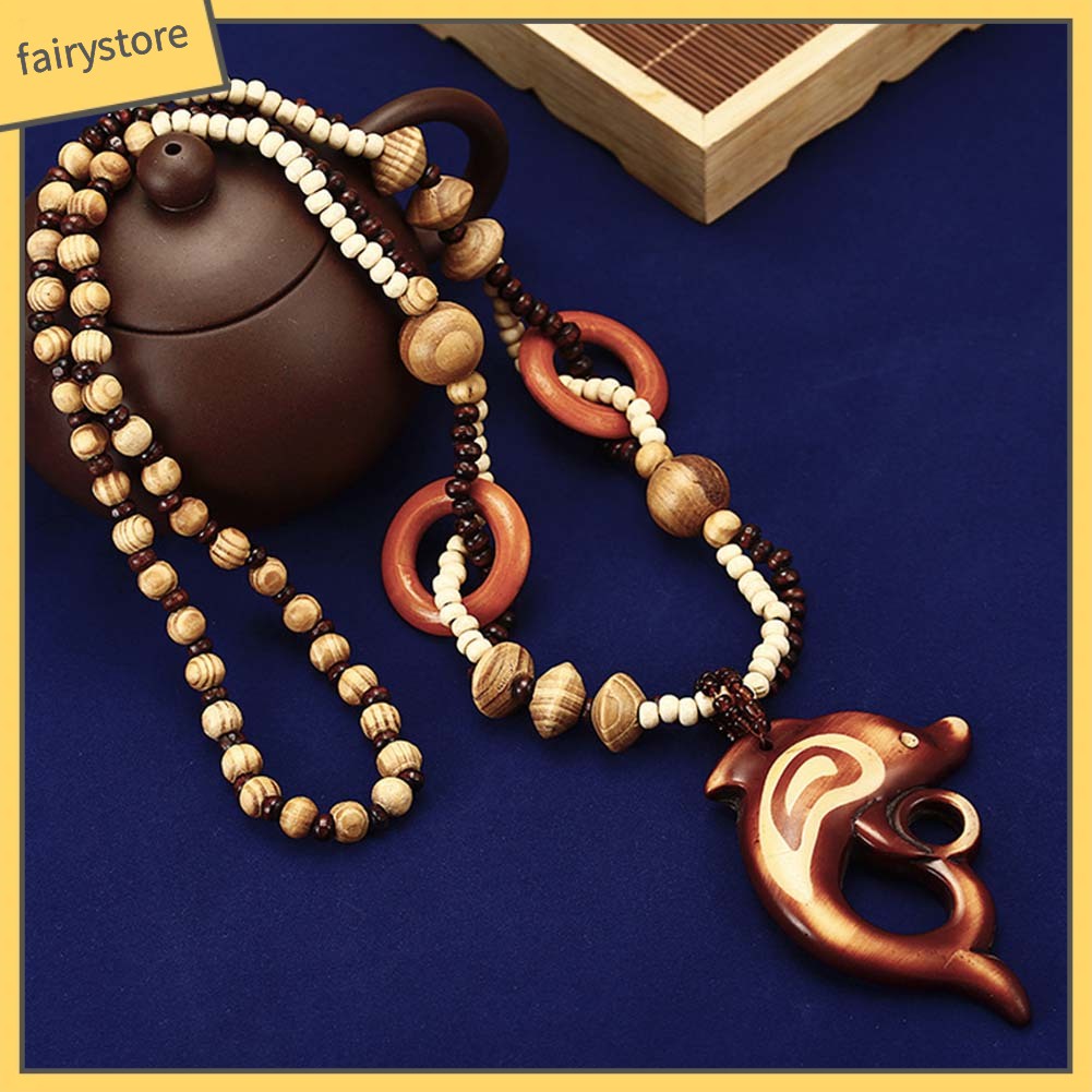 Dây Chuyền Mặt Gỗ Hình Động Vật / Cá / Voi / Cá Phong Cách Boho Dành Cho Nữ
