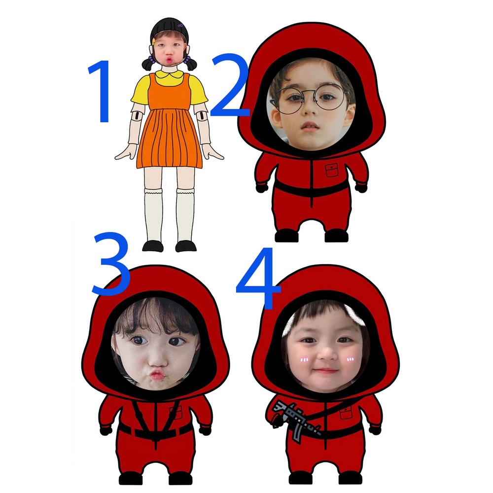 gối ôm gấu bông ngủ in ghép in 2 mặt game squid TRÒ CHƠI CON MỰC