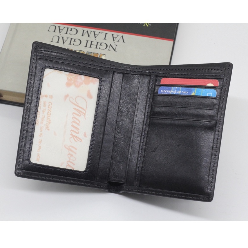 Bóp Nam Da Thật Cao Cấp, Ví Nam Da Bò Trơn - Kiểu Đứng,  Sản Phẩm Được Bảo Hành 12 Tháng VD01