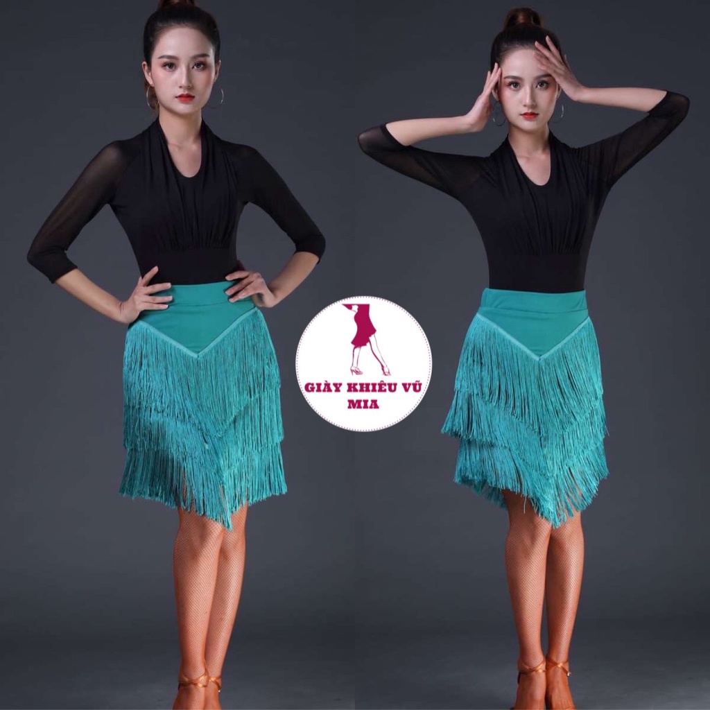 Chân Váy Khiêu Vũ Tua Rua Loại 1 Vát Nhọn Xẻ 2 Bên