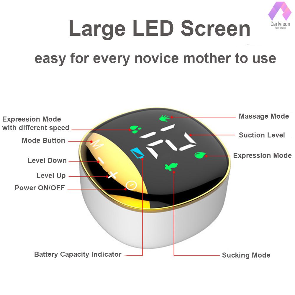 Máy Hút Sữa Rảnh Tay Bằng Điện 4 Chế Độ Màn Hình LED 12 Hút Tiếng Ồn Thấp 112.2mm Bằng Silicon 180ml