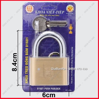 Khóa Đồng Thau Việt Tiệp Dạng Bấm – Khóa Không Cần Chìa- Ngang 6cm - 6270