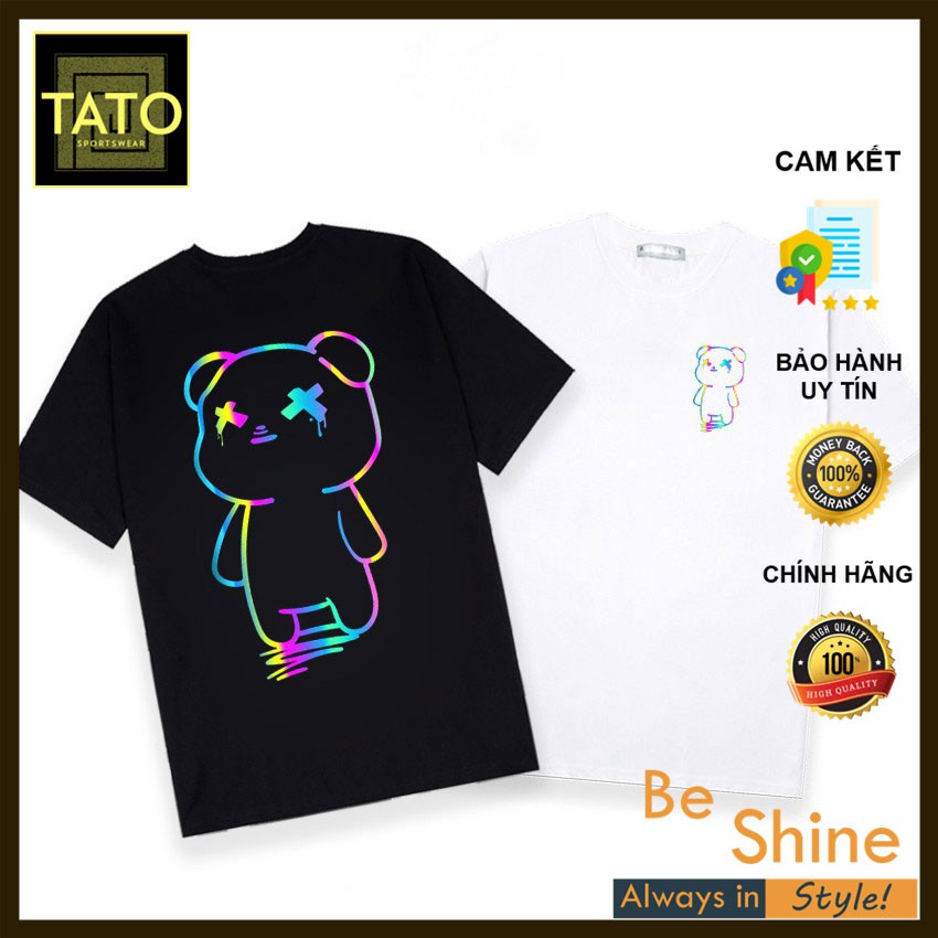 Áo Thun Phản Quang Gấu Mập XX - Áo Phông Cotton Cổ Tròn Tay Ngắn Form Rộng Unisex Nam Nữ Đẹp