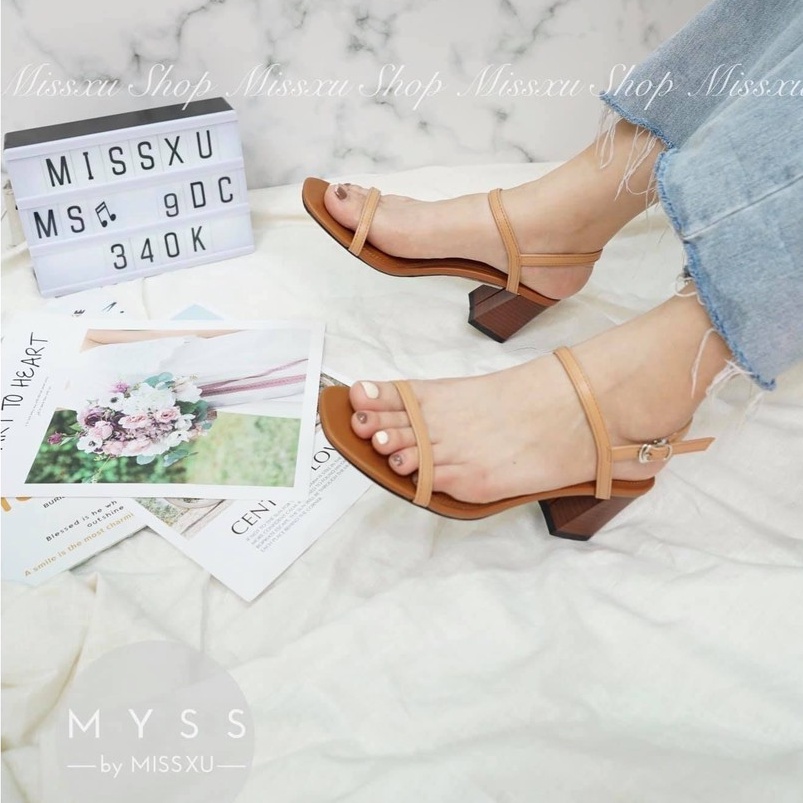 Giày sandal nữ gót trụ vân gỗ 5cm thời trang MYSS - 9dc