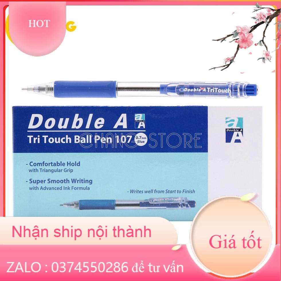 Hộp 12 bút bi Double A Tritouch 0.7mm Màu mực đậm, tươi sáng cho văn phòng, học sinh, sinh viên