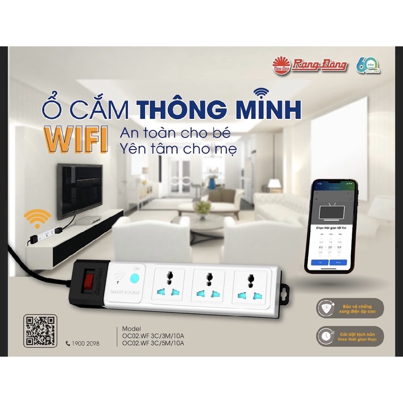 [CHÍNH HÃNG ] Ổ cắm thông minh Wifi Rạng đông Bảo hành 12 tháng