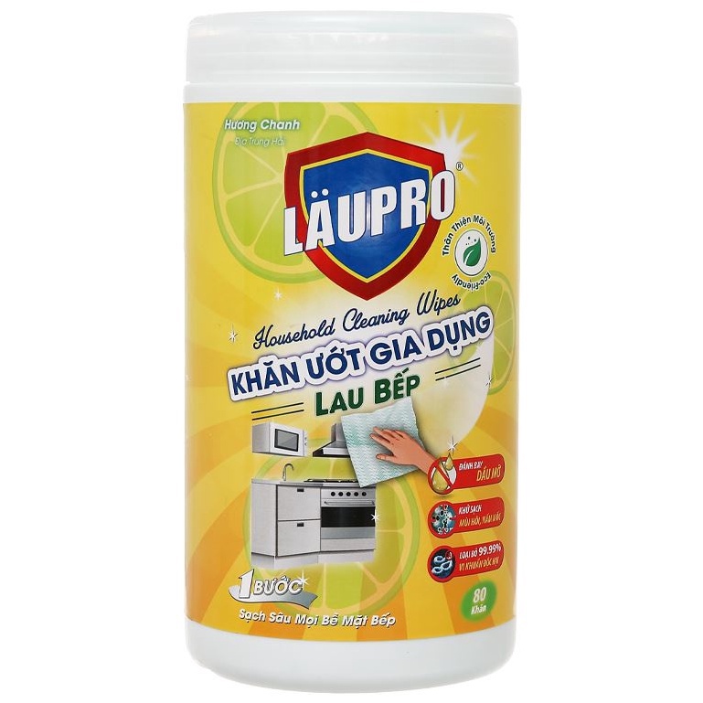 Hộp 100 tờ / Túi 80 tờ khăn ướt gia dụng LAUPRO lau bếp - lau đa năng - đồ da