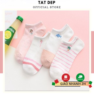 Set tất nữ cổ ngắn 4 đôi tất TIÊN CÁ HỒNG vớ nữ phong cách ullzang đáng yêu