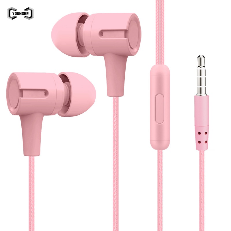 Tai Nghe Nhét Tai Siêu Trầm Jack 3.5mm Có 6 Màu Macaron Kèm Mic Cho Android