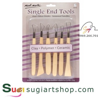 Dụng cụ làm đất sét Mont Marte 6 cây - Bộ dụng cụ làm đất sét tự khô -  Single End Tools 6PC [ Sugi art shop]