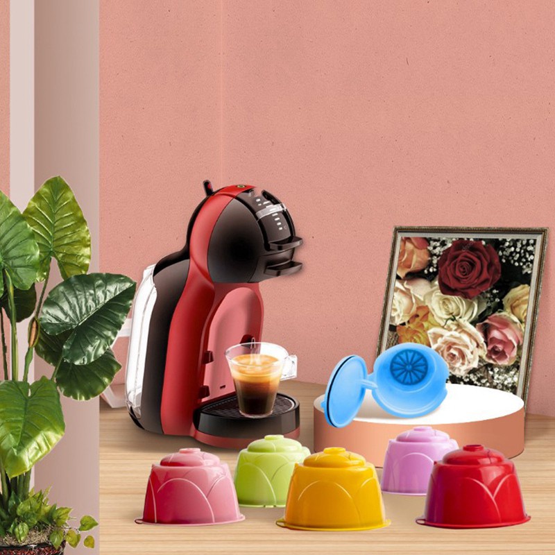 6-Color Reusable Coffee Capsule Plastic Refillable Compatible for Dolce GUSTO Coffee Filter Baskets Capsules