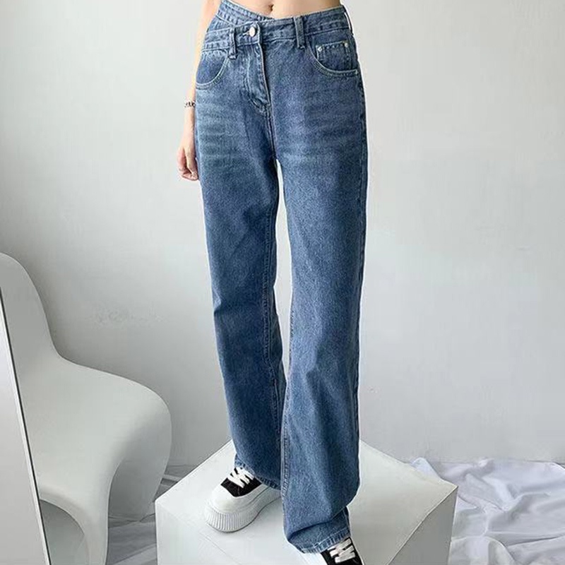 Quần Jeans Nữ Lưng Cao Ống Rộng Thời Trang Hàn Quốc