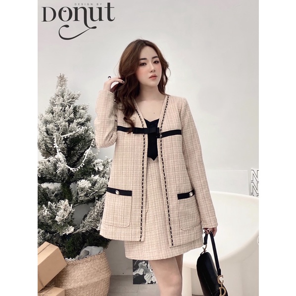Set dạ xích nơ cài 2 màu đen/be | BigBuy360 - bigbuy360.vn