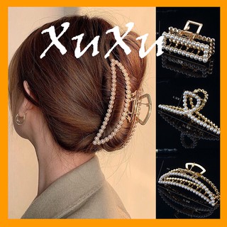 |Tiệm nhà XuXu| Kẹp tóc kim loại đính ngọc nhân tạo sang chảnh, Kẹp càng cua phong cách thời trang Hàn Quốc
