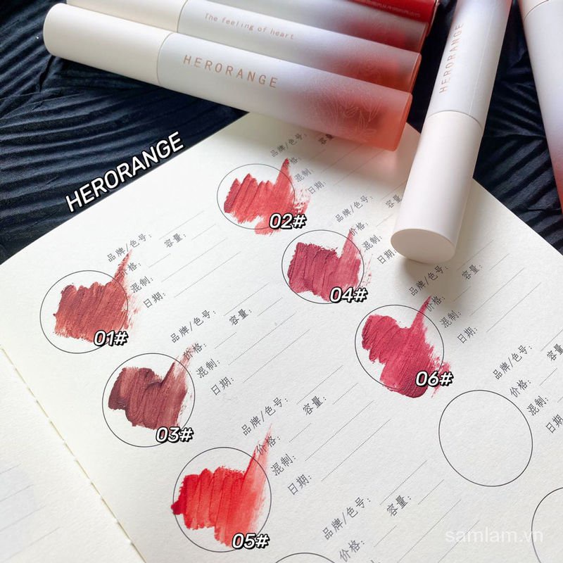 Son kem HERORANGE tông nhung trang điểm môi lâu trôi chống nước 6 màu tuỳ chọn  | BigBuy360 - bigbuy360.vn