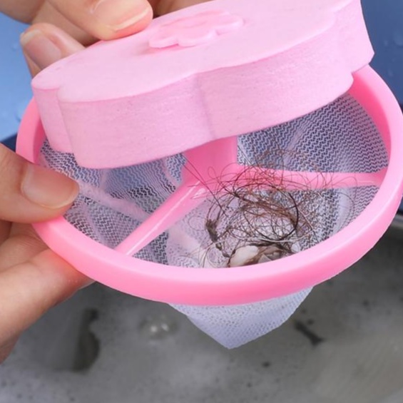 Hydrogen065 Washing Machine Filter Bag Plum Flower Shaped 360 Degree Reusable PP Floating for Laundry