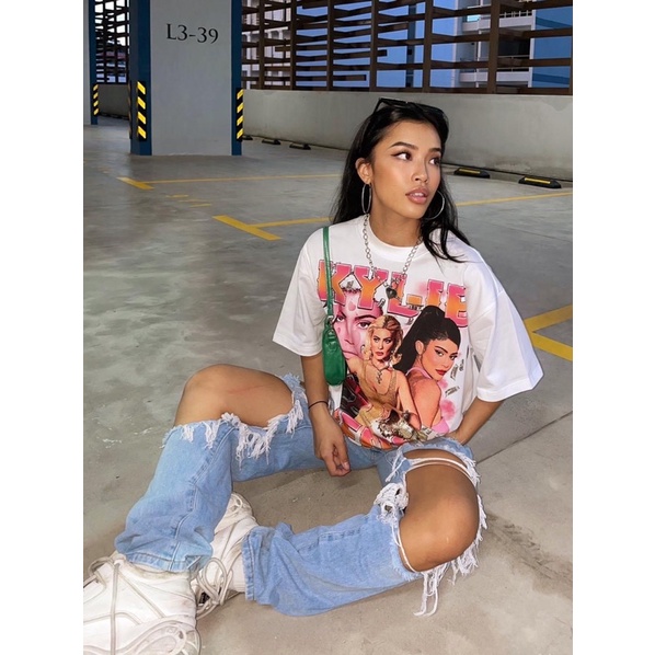 BLANK | Áo Thun KYLIE Tay Lỡ Unisex - Đen/Trắng Cổ Tròn