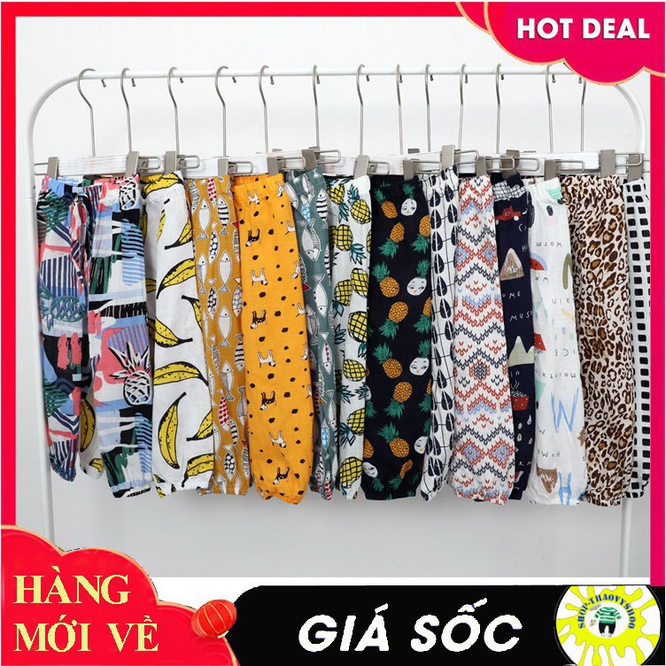 9-25kg Quần bom lanh chống muỗi nhiều hoạ tiết mát lịm cho bé