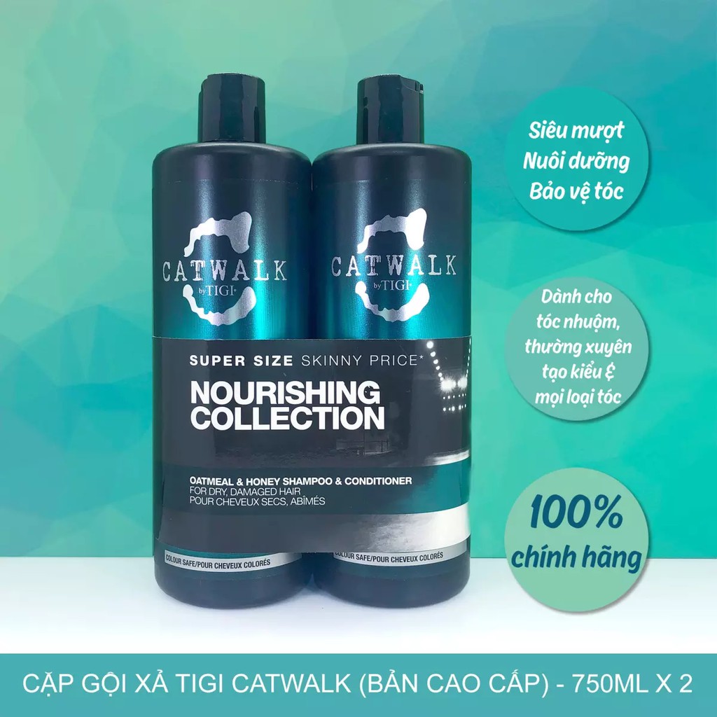 [Tigi Catwalk] Bộ Xả Gội Tigi Catwalk Phục Hồi Hư Tổn Nặng Cho Tóc 750ml ( Hàng Auth)