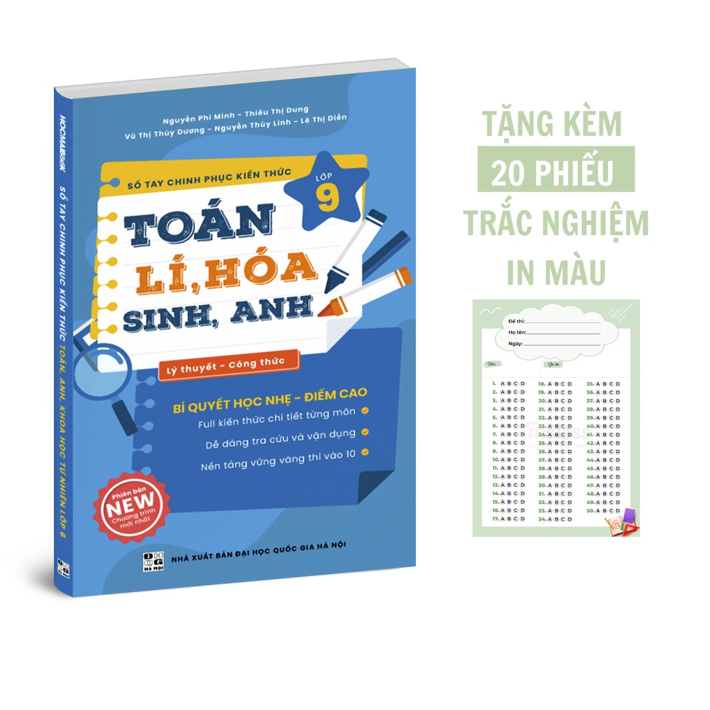 Sách - Sổ Tay Chinh Phục Kiến Thức 5 Môn Toán – Lí – Hóa – Sinh – Anh Lớp 9