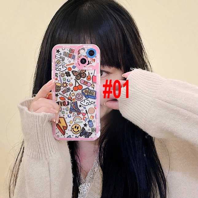 Huawei Y9 Prime Y7 2019 Y9S Nova 5T 7 3e 4e 3i Honor 20 8X Mate 40 30 20 P40 P30 P20 Pro Lite Cartoon Rainbow Smiley Graffiti Tpu Clear Soft Phone Case Full Back Cover JSC 01