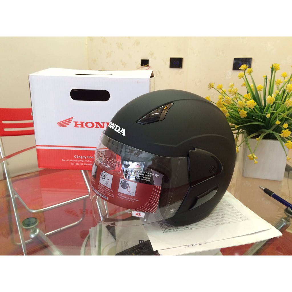 Mũ bảo hiểm 3/4 Đen mờ chính hãng bảo hành 6 tháng