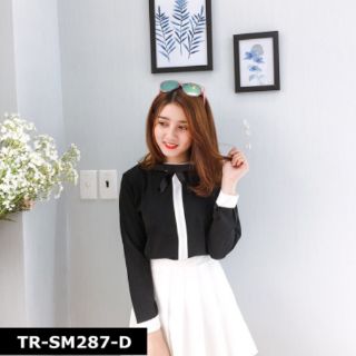 Áo sơ mi đính nơ cổ
