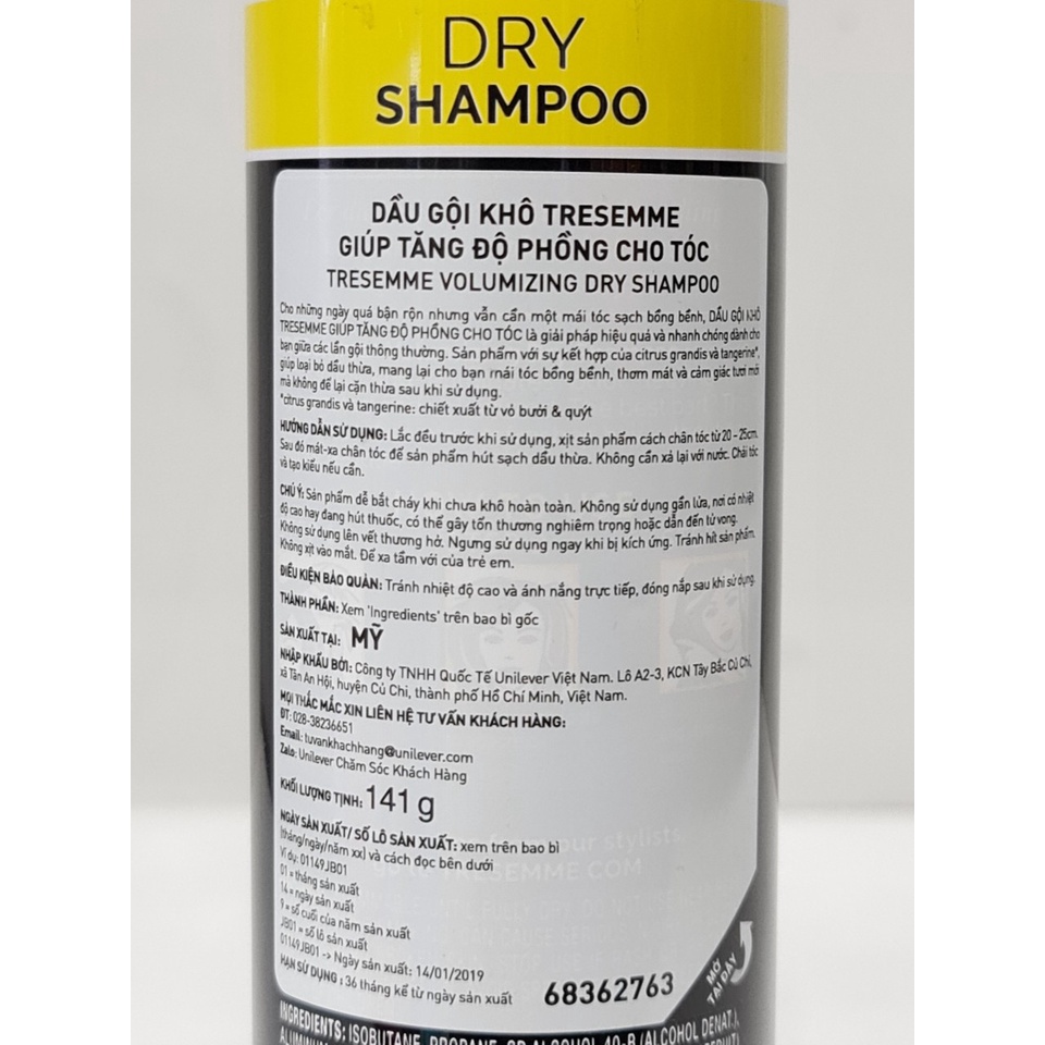 Dầu Gội Khô TRESemme Dry Shampoo 141g USA