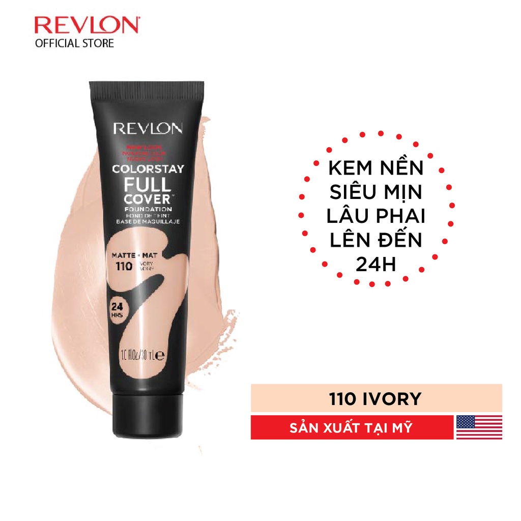 Kem Nền Che Phủ Toàn Diện Lâu Phai Revlon Full Cover Foundationl và Xịt khoáng dưỡng da bắt sáng Rose Glow Mist