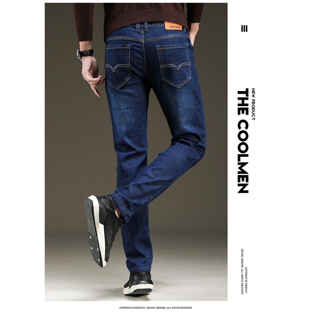 Quần jean nam lót lông giãn cao dày đặc cực ấm