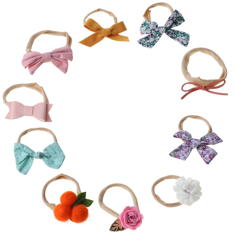 Set 10 Băng Đô Nơ Dễ Thương Dùng Làm Đạo Cụ Chụp Ảnh Cho Bé