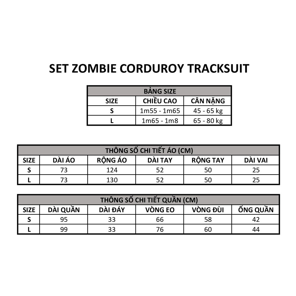 Bộ Set ZOMBIE® Corduroy Tracksuit  - Purple