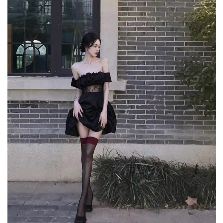 Đầm/ váy đen cúp ngực kiểu Pháp Hepburn sang trọng