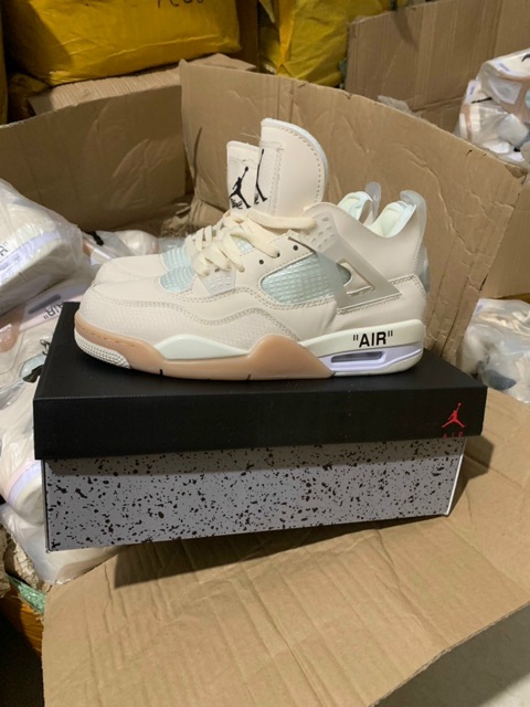 [ VIDEO + ẢNH THẬT ] GIÀY SNEAKER JORDAN 4 NÂU OFF WHITE