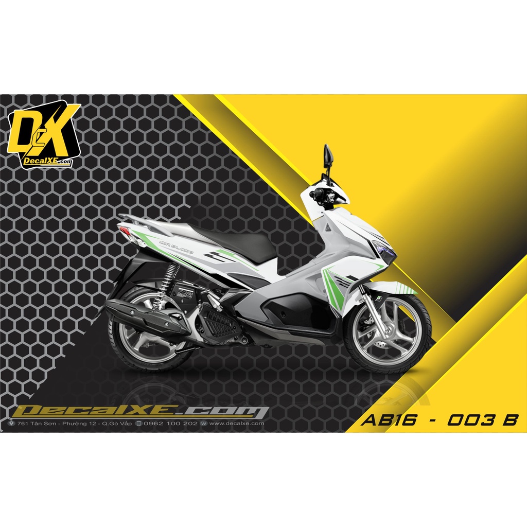 Tem dán xe Air Blade 2016 | Chất Liệu Decal Cao Cấp Chống Nước, Bền Màu, Cắt Khuôn Sẵn Dễ Dán | AB2016-003