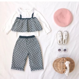 Set áo giả yếm chấm bi đông xuân