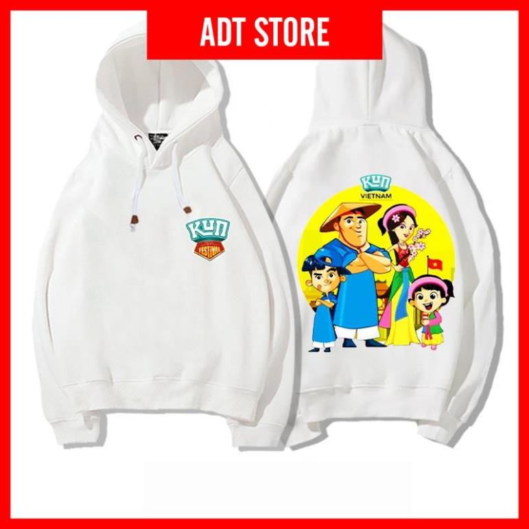 Áo Hoodie màu trắng in hình sữa kun gia đình kun cực yêu cho bé trai bé gái shop uy tín