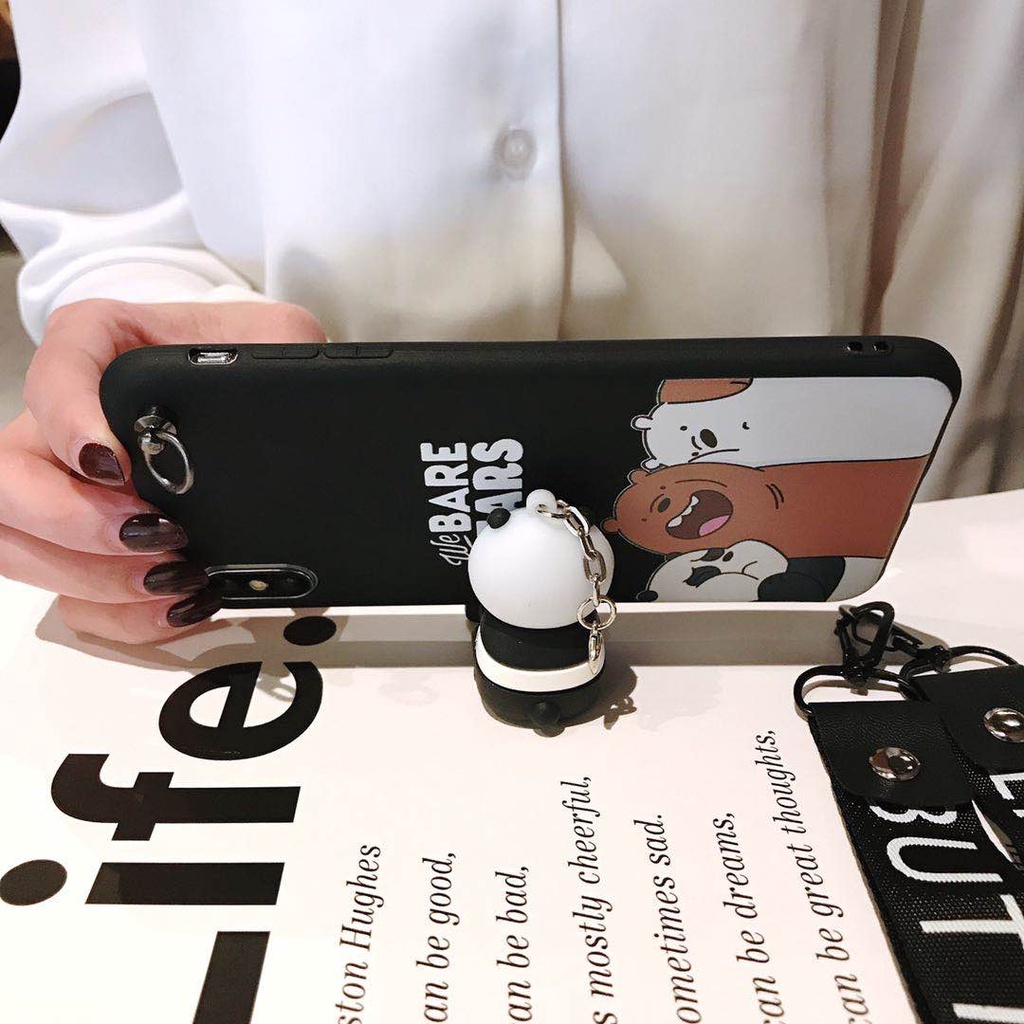 Ốp Điện Thoại Mềm Đục In Hình We Bare Bears Hoạt Hình Có Dây Đeo Cho OPPO Reno3 Reno 2Z 2F A8 A31 A5 A9 2020 A3 A3S A5S AX5 AX7 A37