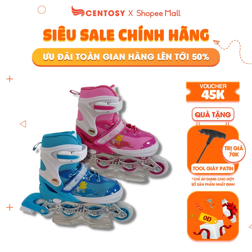 Giày trượt patin trẻ em Centosy Jocy Mega có bánh đèn phát sáng, phanh an toàn