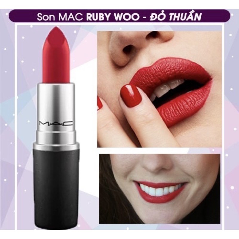 Son MAC Ruby Woo - Đỏ Thuần, Dòng Lì (Chính hãng)