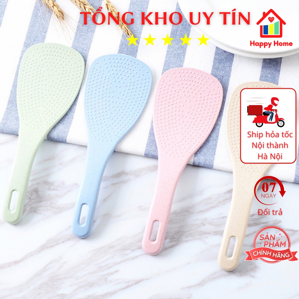Thìa xới cơm lúa mạch, muôi, môi lấy cơm Happy Home