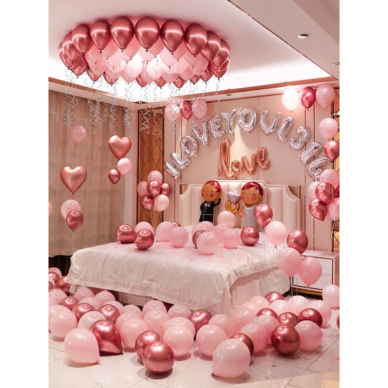 Set bong bóng bay trang trí phòng cưới đám cưới QN TÔNG HỒNG