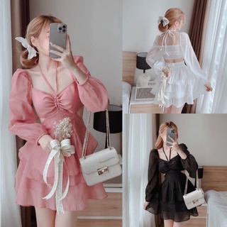 Đầm thiết kế ms.1123 đầm xòe hai tầng chất tơ sịn, cúp ngực lưng bo chun