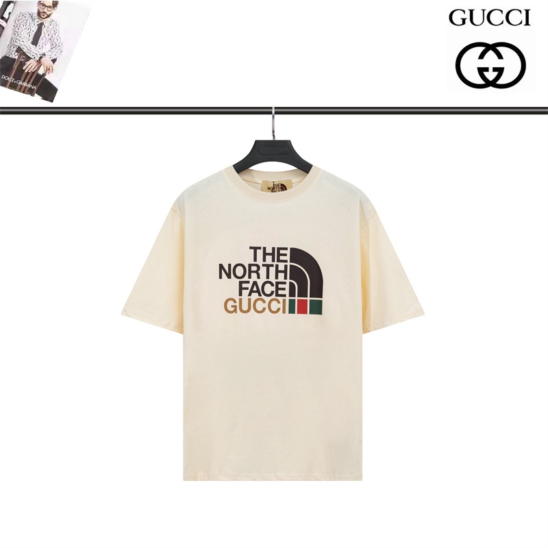 Áo Thun Tay Ngắn Cổ Tròn In Logo Gucci Và THE NORTH FACE