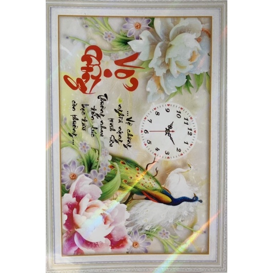 Tranh đính đá Vợ chồng đồng hồ