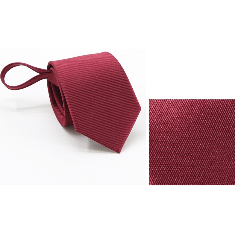Cavat Nam 7cm thắt sẵn khóa kéo màu đỏ đậm, Calavat công sở, Cà vạt dự tiệc, Cravat chú rể