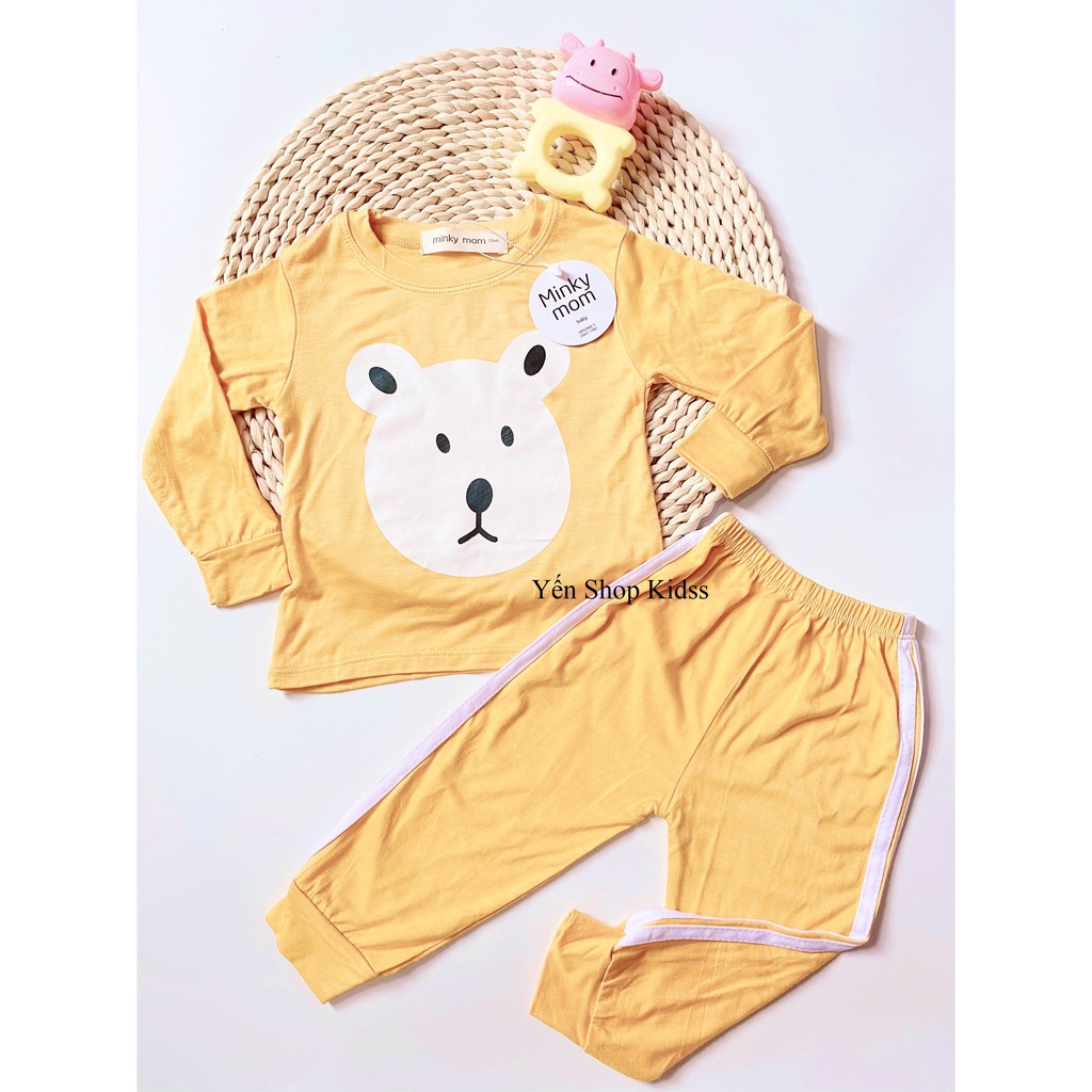 Sale !!! Bộ Dài Tay  Minky Mom Họa Tiết Động Vật   Voi Xanh- Gấu Vàng Cho Bé  Yêu (6-19kg)(1241)