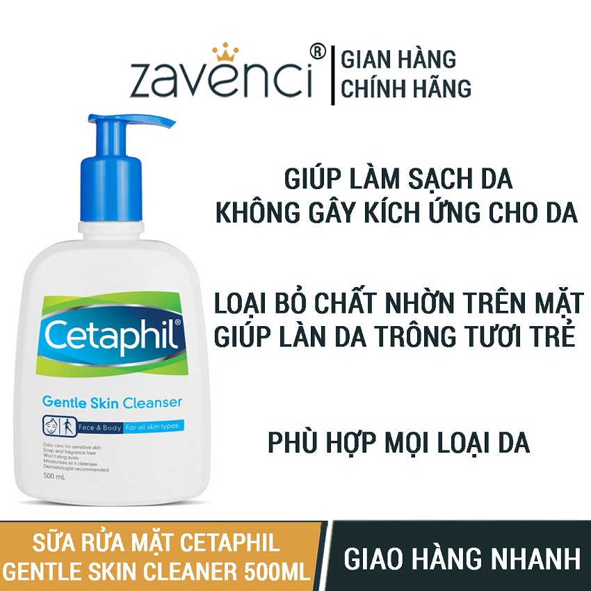 Sữa rửa mặt SR4509299 CETAPHIL Gentle Skin Cleanser Được Bác Sĩ Da Liễu Khuyên Dùng (Date mới 500ml)