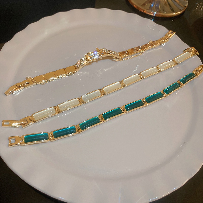 Vòng Tay Đá Opal Hình Học Hàn Quốc Cho Nữ